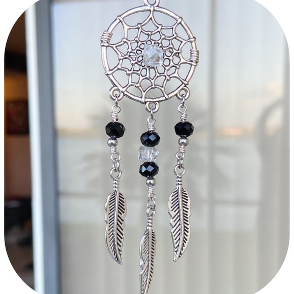 Herkimer diamonds black crystal dream catcher - Picture 5 of 11